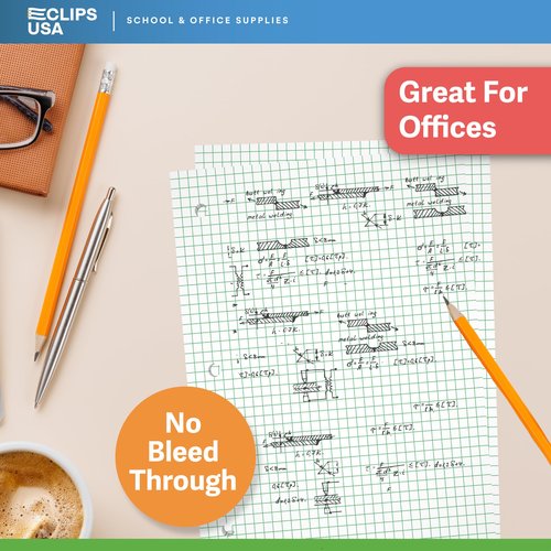 Graph Paper, Loose Leaf (24 Pack) - 4 x 4 An Inch Quad Ruled, 10.5" x 8" Graphing Sheets, 100 Per Pack, 60 GSM