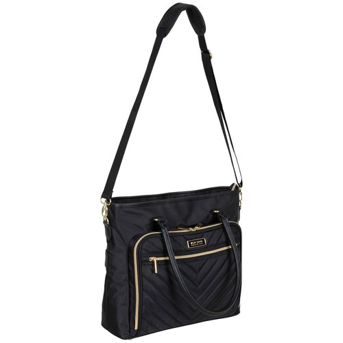 Kenneth Cole REACTION Chelsea Quilted Chevron 15" Laptop & Tablet Business Tote with Removable Shoulder Strap, Black