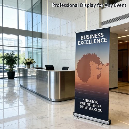 Retractable Banner Stand by [Brand Name] - 33.5”x80” Portable Display with Padded Carrying Bag for Events