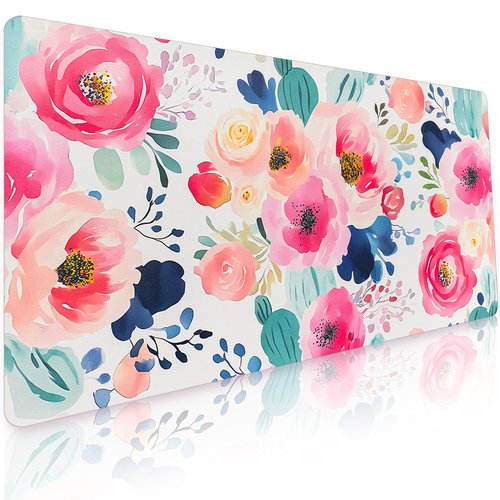 Bloss Flower Desk Mat, Leather Desk Pad, Desk Matt for Desktop, Waterproof Desk Pad Mat, Computer Mat for Office Work/Home/Decor/Desk Protector(31.5 x 15.7 Inches)