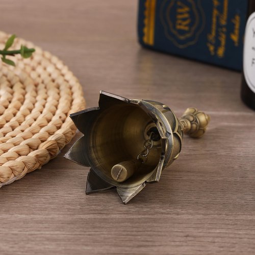 Homelavie Super Loud Brass Hand Call Bell for Ringing at Wedding, Lotus Hand Bells for Seniors Bedside, Teacher Classroom Bell Dinner Bell Tibetan Bells Meditation Bell, Gift for Bedridden Mom(Bronze)