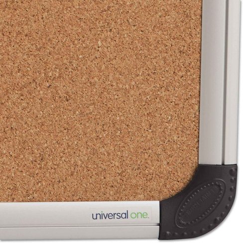 Universal 43712 Cork Board with Aluminum Frame, 24 x 18, Natural, Silver Frame