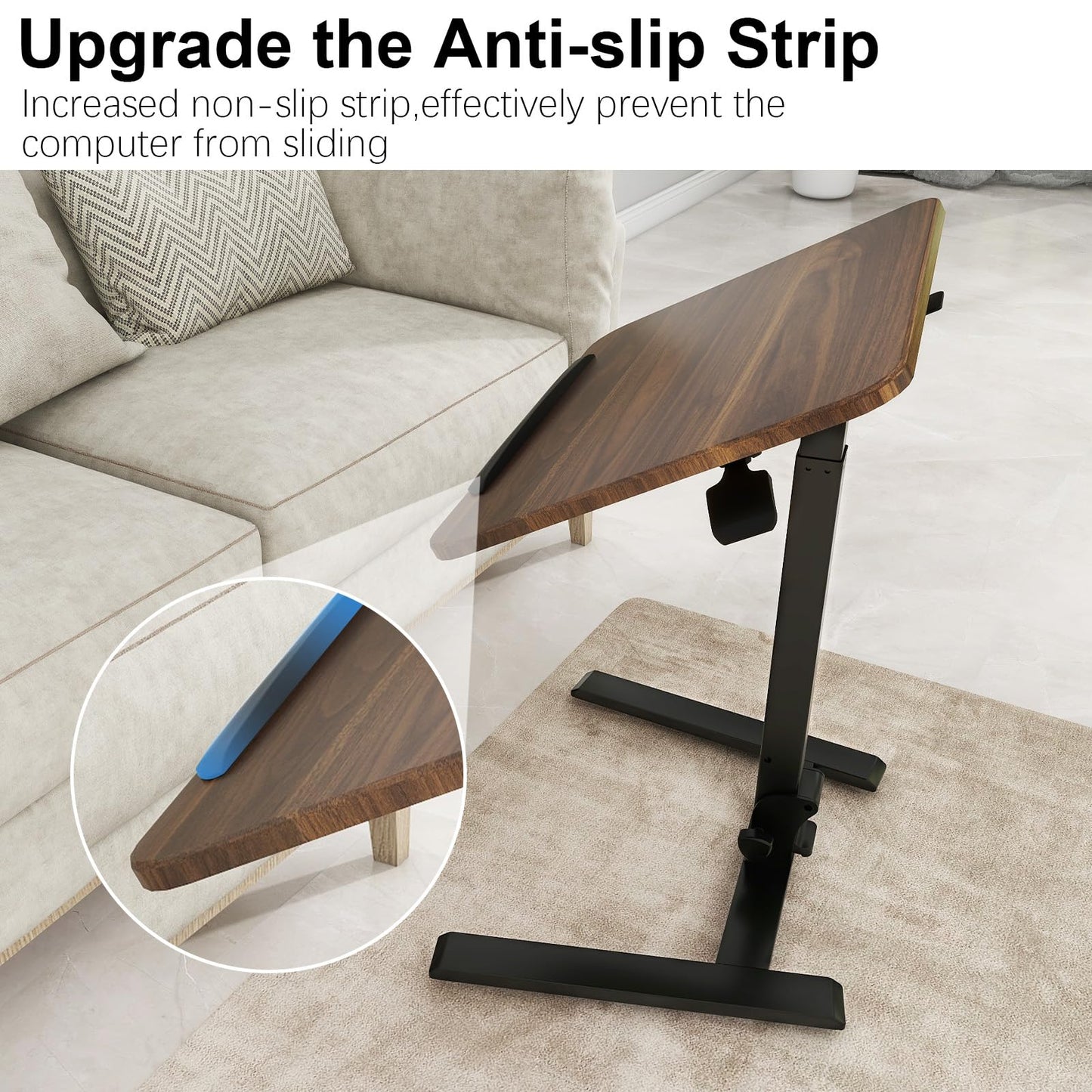 PUNCIA 25 Inch Mobile Folding Desk, Pneumatic Sit-Stand, No Assembly Required Computer Cart, Adjustable Height Laptop Table, 0-90° Tilt Top for Home Office, Small Space, Bedroom and Dorm, Retro