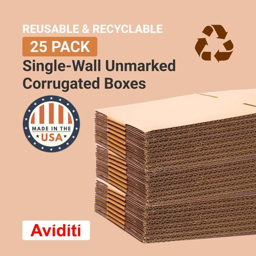 Aviditi Shipping Moving Boxes 6" x 6" x 6" (25-Pack) Small Corrugated Cardboard Packaging Boxes - Shipping, Packing, Moving, and Storage Box for Home or Office - Heavy Duty 44 ECT