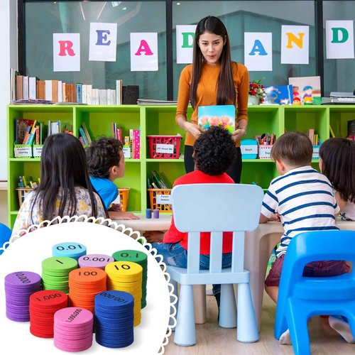Kingdder Place Value Disks 10 Decimals to Whole Numbers Counting Chips for Kids Base 10 Place Value Manipulatives Math Counters Discs Set for Elementary School Math Supplies(3000 Pcs)