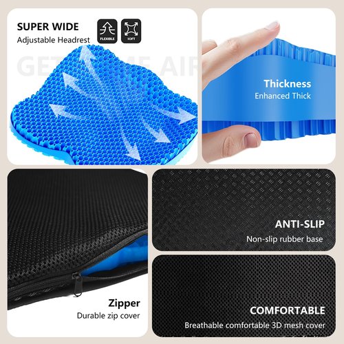 Gel Seat Cushion for Office Chair 3.54in Thick Ergonomic Gel Chair Cushion Seat Pad for Long Sitting Relieve Sciatica Back,Pressure Sore Ulcer Pain,Seat Cushion for Wheelchair Office Chairs Car Seats