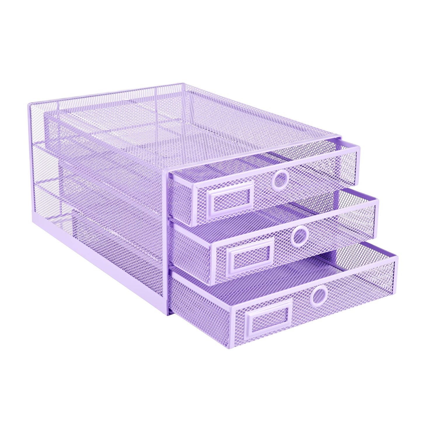 Annova Desk Organizer Wire Mesh 3 Tier Sliding Drawers Paper Sorter/Multifunctional/Premium Solid Construction for Letters, Documents, Mail, Files, Paper, Kids' Art Supplies (Light Pink)