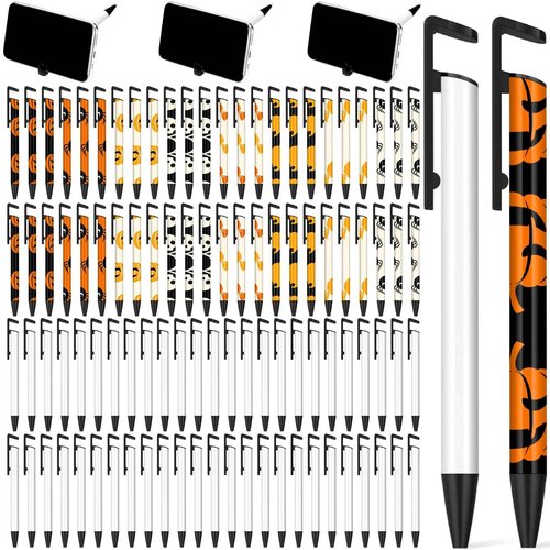 Yexiya Sublimation Pens Blank Heat Transfer Pen Sublimation Ballpoint with Shrink Wrap White Aluminum Customized School Supplies for Christmas DIY Office School Stationery Supplies(100 Set)