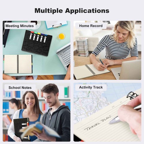 CAGIE 2 Pack Spiral Notebooks College Ruled Total 480 Pages 5 Subject Notebook with Tabs Dividers A4 Notebooks for Work Organization Note Taking School, Black& Blue, 8.5x11