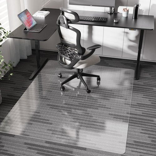 FUNMAT Chair Mat for Carpet, 46" x 60" Desk Chair Mat for Carpeted Floors, Non-Slip Office Vinyl Mat for Carpet with Studded, Easy Glide Heavy Duty Floor Protector Mat for Home Office, Clear