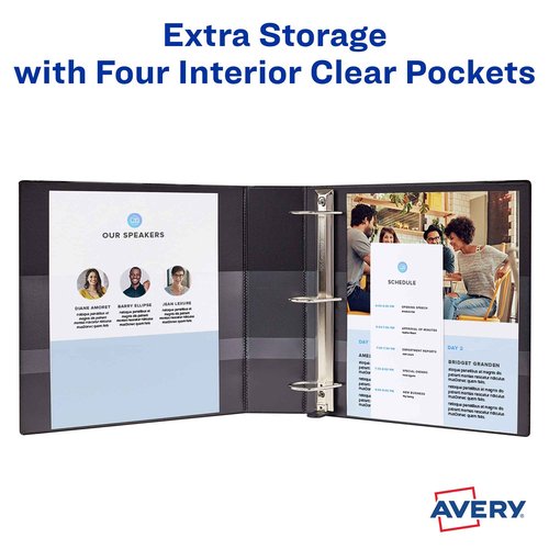 Avery Durable Clear View 3 Ring Binders, 2 Inch EZD Rings, 4-Pack of White Binders (79925)