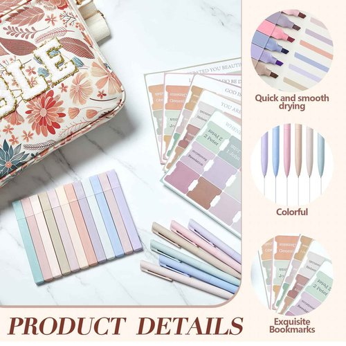 Sinload Large Bible Cover Case for Women, Bible Study Supplies 12 x 9 x 2.5 Chenille Letter PU Leather with Tabs Gel Pen Highlighters with Strap Back to School Supplies Christian Gifts for Girl