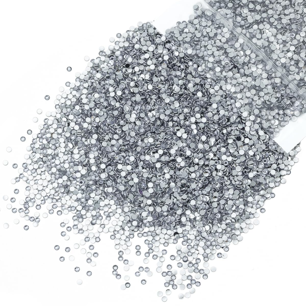 qiipii 5300PCS 3mm Silver Clear Resin Rhinestones for Crafting SS10 Flatback Crystal White Stones Bulk Non-Hotfix Diamonds Crystals Gems for Nails Face Eyes Makeup Tumblers Bottles DIY Crafts Clothes