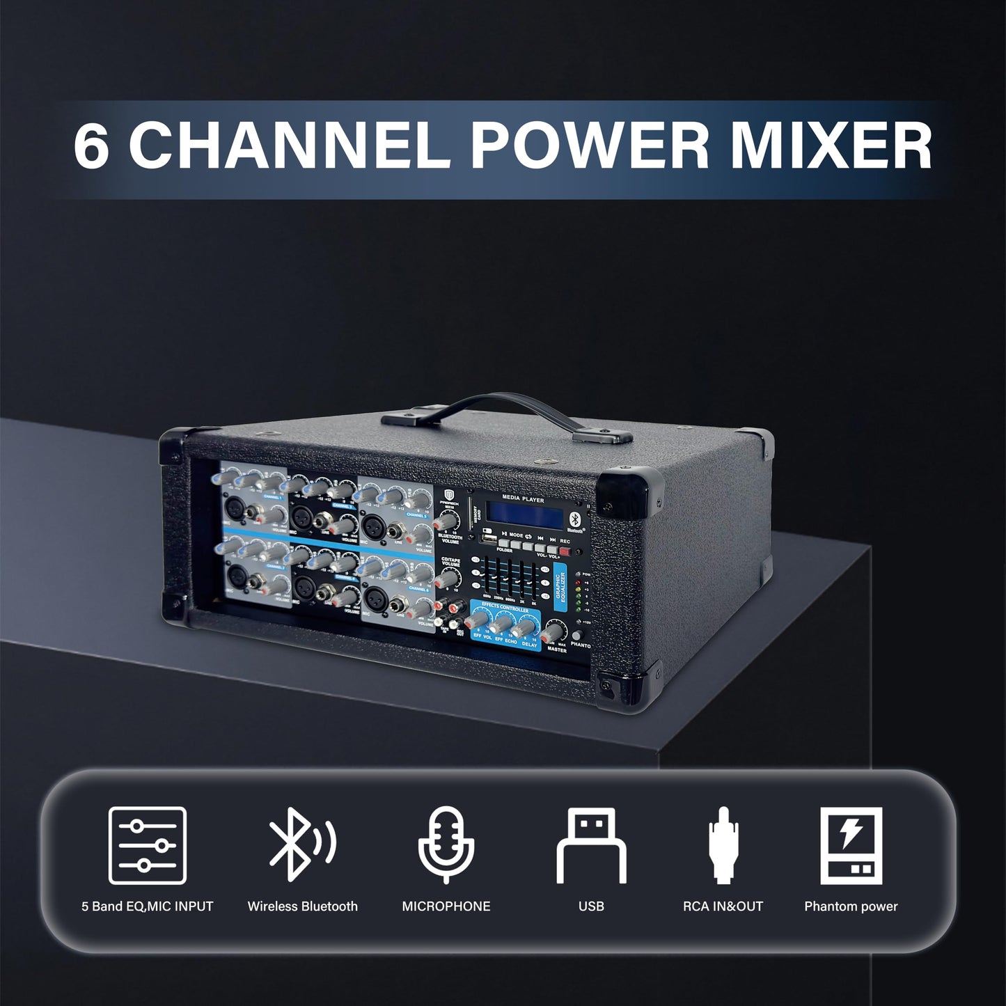 PRORECK DELTA 10 1800W Bluetooth PA Speaker System with 4-Channel Powered Mixer, 2 10-Inch Passive Speakers, Stands, Reverb Effects, and 15V Phantom Power. Perfect for DJs, Bands, Karaoke, Live Events