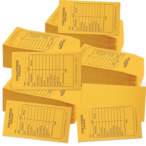 1200 Pcs Church Offering Tithe Donation Envelopes 6.5 x 3.5 Inch Golden Paper Tithes and Offering Envelopes for Church Tithing Checks and Cash Envelopes for Offering (1200, Tithes And Offering)