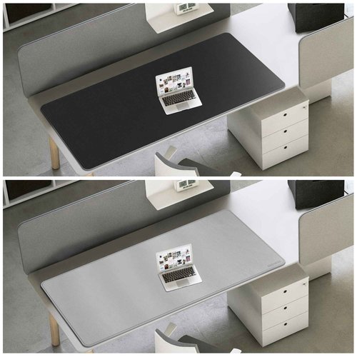 Chihein 59" x 32" 4XL PU Leather Desk Mat (Black/Gray), Huge Mouse Pad, Dual Sided Desk Pad Protector, Waterproof Writing Blotter for Gaming/Office/Home