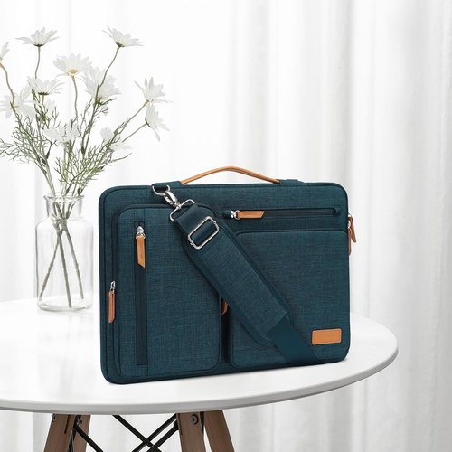 MOSISO 360 Protective Laptop Shoulder Bag - Compatible with 15-15.6 Inch MacBook Pro & More | Teal Green