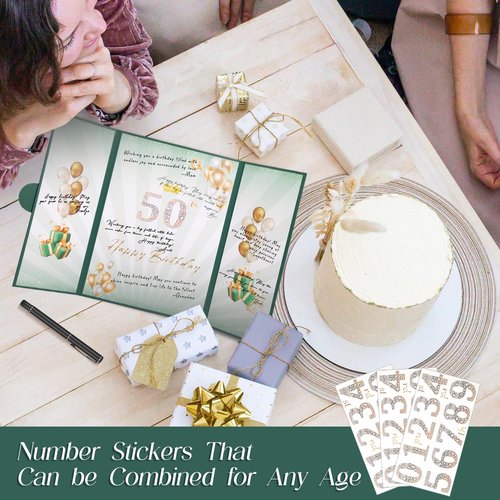 TIACABO Green Gold Birthday Party Decorations,18" x 12" Creative Birthday Decorations Guest Sign in Book Alternative, for Men and Women of All Ages, Happy Birthday Party Supplies