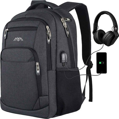 YAMTION 17 Inch School Backpack for Men Women Teen Boys,Bookbag Laptop Backpack with USB Port and Headphone Jack Water Resistant College Bag for School Business Travel