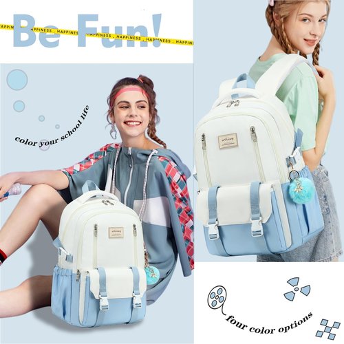 Caoroky knight Travel Laptop Backpack for Women Girls Elementary High School Bag College Backpacks Waterproof Daypack Large Bookbags Purse for Teens Students Computer Bags 15.6 Inch-Blue