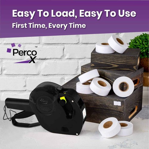 Perco X 1 Line Price Gun Kit - 1 Line Label Gun with 9000 White Blank Labels, and an Extra Inker Bundled w Ink Roll X Labelers, Available in Different Packs (4 Pack)