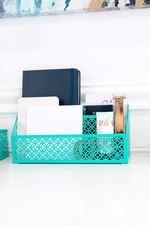 BLU MONACO 5-Piece Dark Teal Desk Organizer Set - Desk Accessories for Women - Teal Desktop Organization