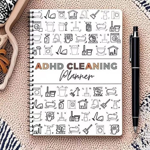 ADHD Cleaning Checklist can be edited，Home cleaning plan time management manual，Customizable cleaning checklist notebook，ADHD friendly task manager with pre filled and blank templates