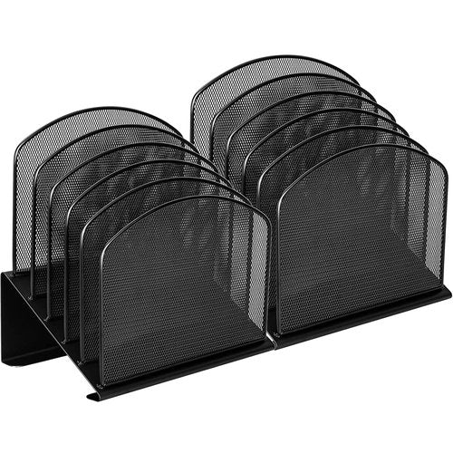 UFFICIUSUP Desktop File Organizers 2 Pack Inclined Document Holders 5 Section Office Supplies Mesh Vertical File Sorters Metal File Storages (2)