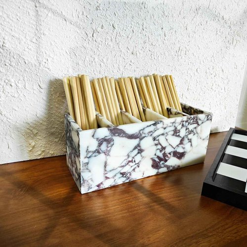 5-Tier Marble Desktop Organizer for Office & Beauty Tools - Stackable Makeup Brush Storage, Coffee Accessories Holder with Natural Stone Pattern, Multi-Layer Countertop Tray