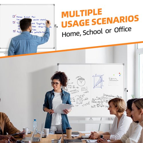 Rolling Whiteboard, 72"x40" White Board with Stands Movable Dry Erase Board on Wheels, Large Double Sided Standing Whiteboard for Office School Classroom Presentation Supplies, Pearl White