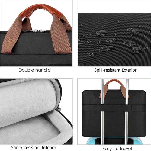 Lacdo 360° Protective Laptop Shoulder Bag, 14 inch Laptop Sleeve Bag for 14 inch New MacBook Pro M5/M4/M3/M2/M1 Chips Pro Max A3434 A3112 A3401 A3185 A2918 A2992 2025-2021 Computer Messenger Bag,Black