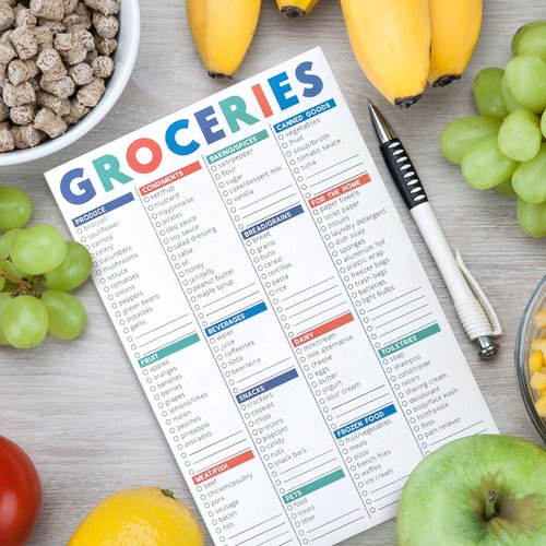 Sweetzer & Orange FastCheck Grocery List Magnet Pad for Fridge. 6x9” Magnetic Notepad with Printed Shopping List Items and Blank Grocery Shopping Spaces. 60 Page Notepad Weekly Planner