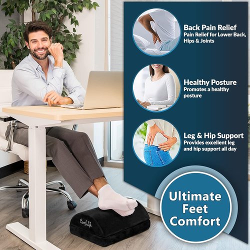 ComfiLife Lumbar Pillow & Foot Rest Bundle - Ergonomic Lumbar Support & Under Desk Foot Rest for Back Pain Relief