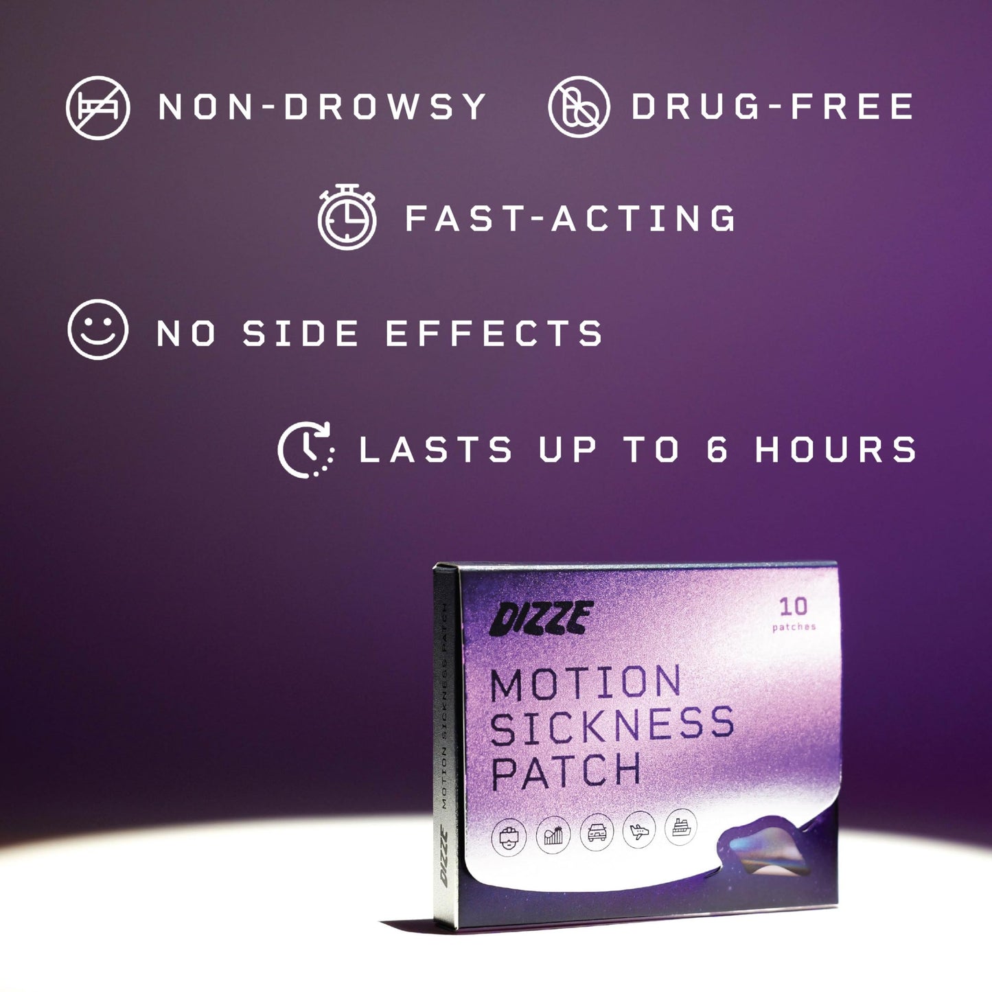 Dizze Motion Sickness Patches for Cruise & Travel – Non Drowsy Nausea Patch with Ginger – Sea Sickness Relief for Boats, Cars, Flights, Gaming – Motion Sickness Patches for Kids & Adults (10 Count)
