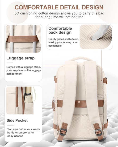 coowoz Travel Backpack Carry On for Women Man Gym Backpacks with Laptop Compartment Mochila de Viaje Teacher Personal Item Backpack Airplane Accessories Must Haves Beige Brown Small