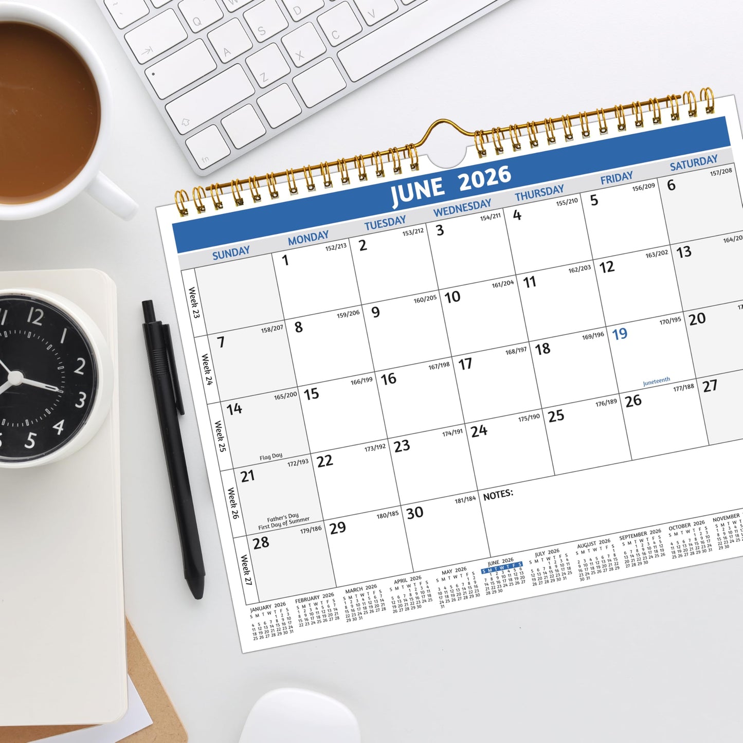 Wall Calendar 2026-2027 – Run Now to Jun 2027, 18 Monthly Calendar 2026-2027, 11 x 8.5 In, Small Monthly Calendar Wall, with Thick Paper, Holidays, Julian Dates ＆ Notes, Colorful Design