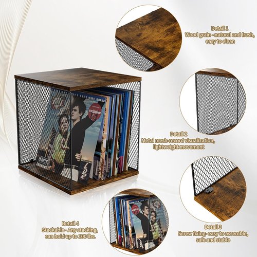 Honkazita Vinyl Record Storage Cube - DIY Stackable Holder for 40-55 Albums | Wooden Organizer