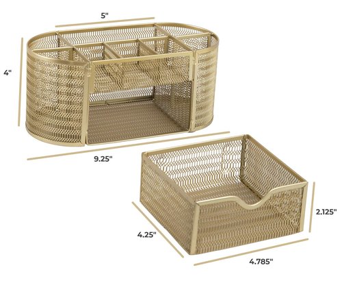 BLU MONACO Gold Desk Organizer Set – Desk Accessories for Women, Office Storage & Supplies, Small Desk Organizers