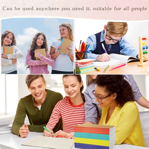 150 Pack A5 Kraft Notebooks 60 Pages Soft Cover Composition Notebooks Bulk Ruled Lined Travel Journals for Travelers, Students, Classroom, Home, Office, School Supplies, 5.8 x 8.3 Inch (Colorful)