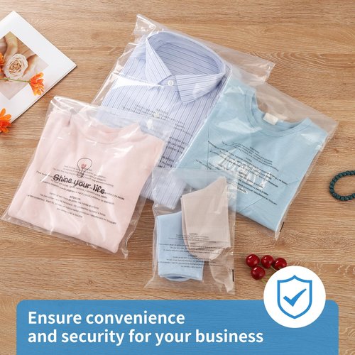 iMailer - 200 Pcs - 12" x 15" Poly Bags with Suffocation Warning Self Seal- Clear Shipping Bags 1.6 Mil for Clothing, Shirts, Packaging - Permanent Adhesive
