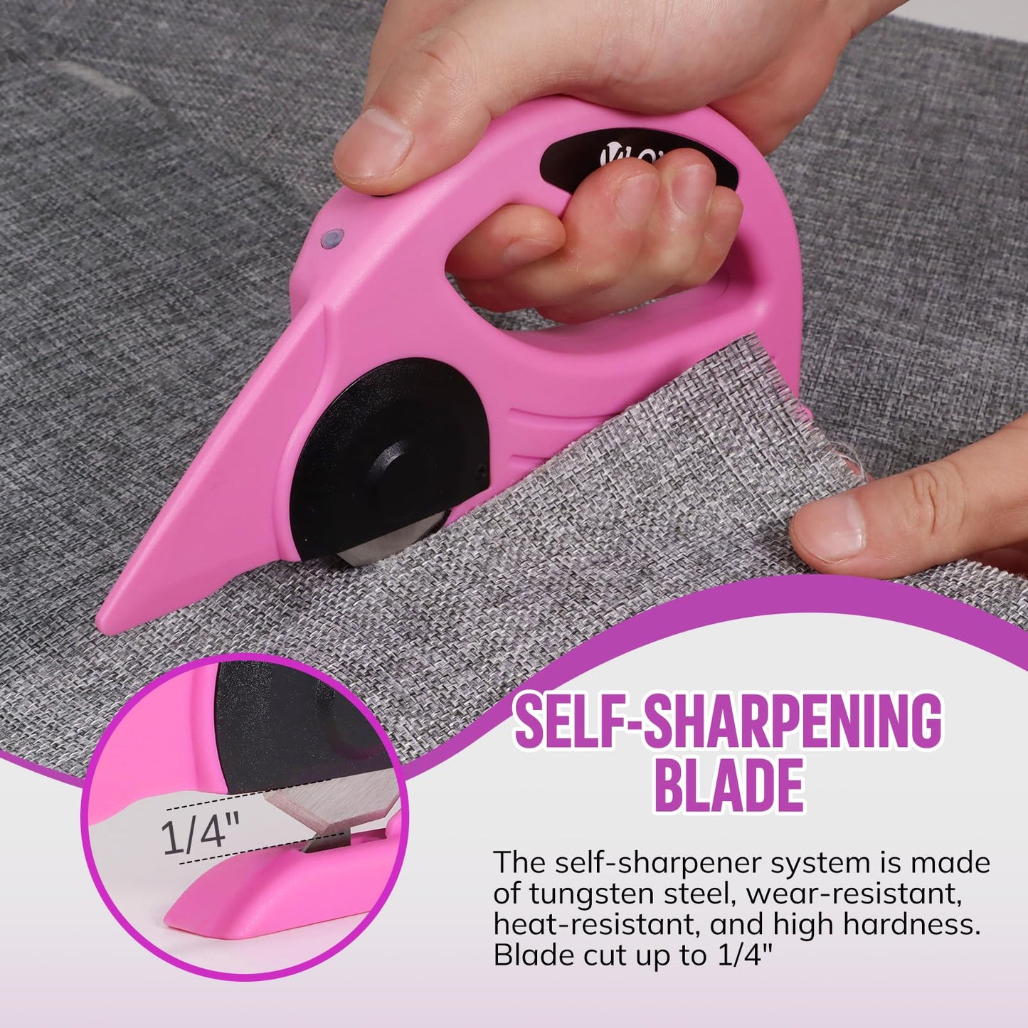 VLOXO Cordless Electric Scissors, 4V Electric Rotary Scissors for Fabric Cardboard Cutter with Safety Lock Rechargeable Rotary Cutter for Cardboard Packages Leather Canvas Paper Include Case