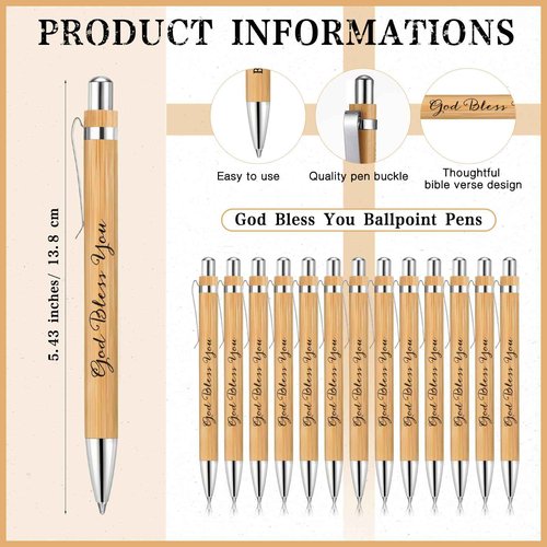 Sayglossy 50 Set Christian Gifts 18 Bible Verse Notebook Religious Notepad 18 God Bless You Ballpoint Pens Christian Wooden Pens 18 Gift Bags Religious Gifts for Church Office Coworker