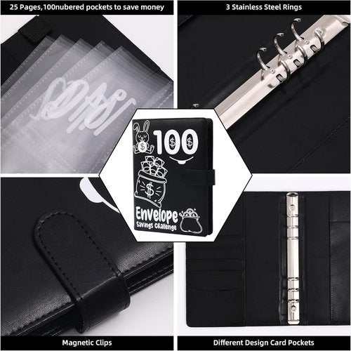 BOBO RABBIT Budget Planner Binder - 100 Envelopes for Money Saving Challenge | Save $5,050