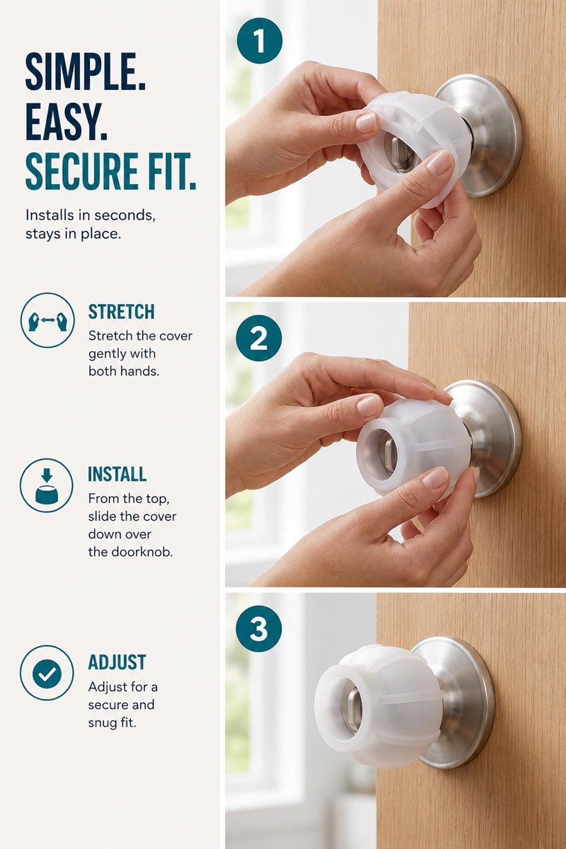Enjoy Cover |Door Handle Grip Doorstop Knob Stopper Cover, Single Pack, Silicone Door Knob Grips Universal Size Protects Walls from Dents and Damage (Foggy Clear)