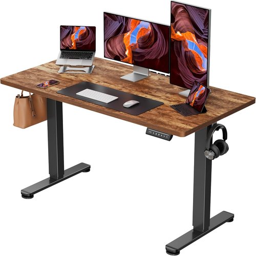 ErGear Electric Standing Desk - Height Adjustable Sit-Stand Desk, 48 x 24 Inches, Vintage Brown Finish