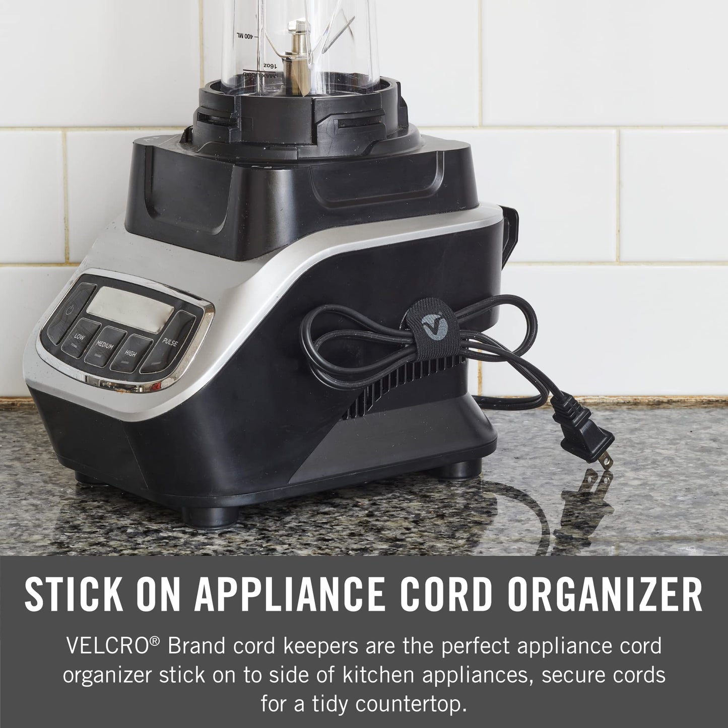 Velcro Cord Keepers 2 5/8IN X 1 1/8IN. Black - 10 Count