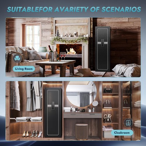 Xyvaly 13-15 Biometric Gun Safe for Rifles and Pistols Fingerprint Gun Safe with Adjustable Gun Racks Gun Safes for Rifles with Adjustable Shelves Heavy Duty Rifle Safes for Home