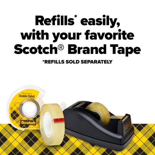Scotch Double Sided Tape with Deluxe Desktop Tape Dispenser, 1/2 in x 900 in, 1 Dispenser and 6 Refill Rolls/Pack (665-6PKC40)