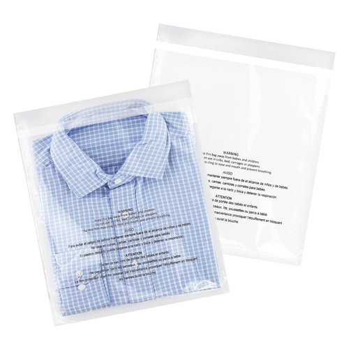 iMailer - 200 Pcs - 12" x 15" Poly Bags with Suffocation Warning Self Seal- Clear Shipping Bags 1.6 Mil for Clothing, Shirts, Packaging - Permanent Adhesive