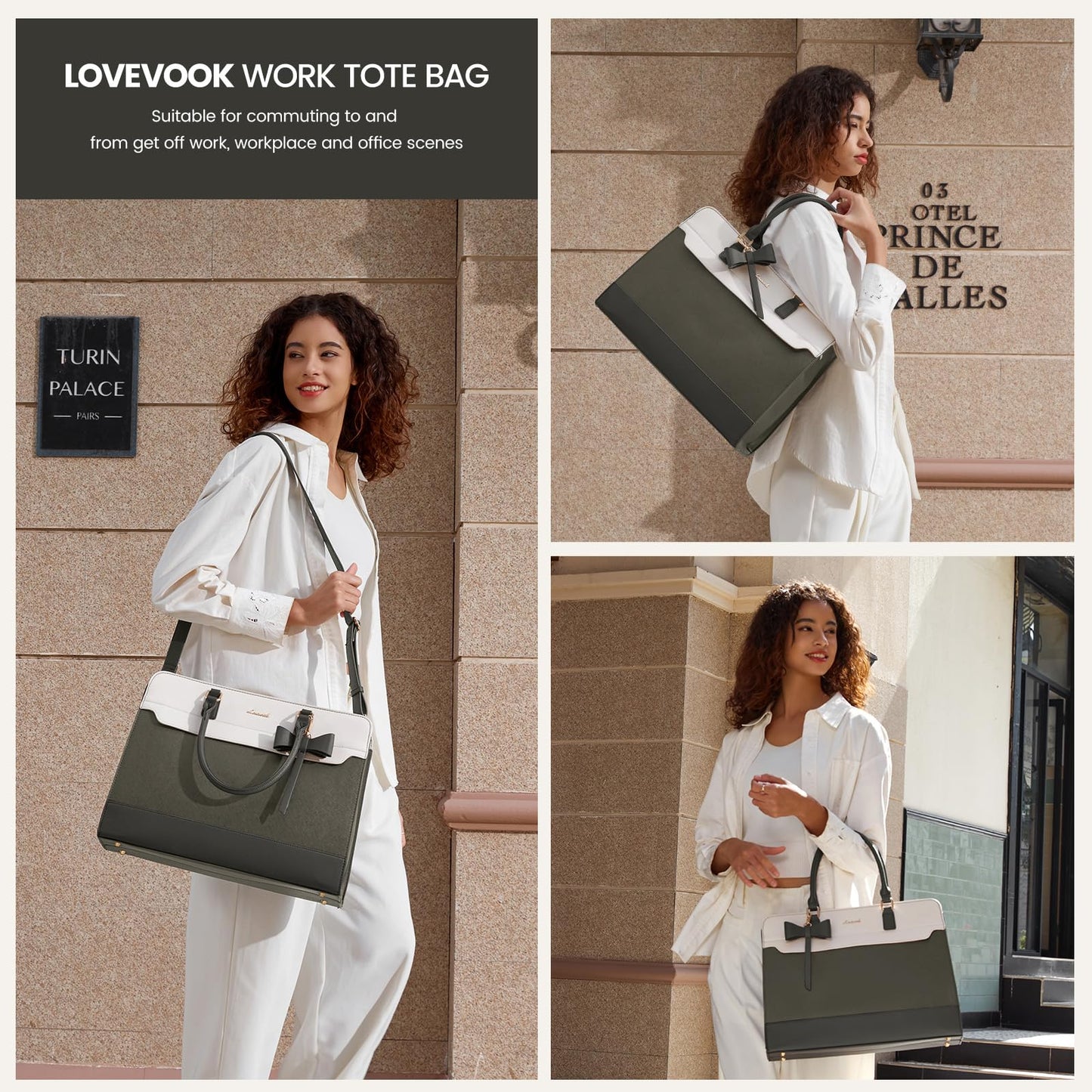 LOVEVOOK Laptop Tote Bag for Women,Leather Work Bag, Waterproof Business Teacher Bag,Large Computer Handbag Purse Briefcase,Office Gifts for Women